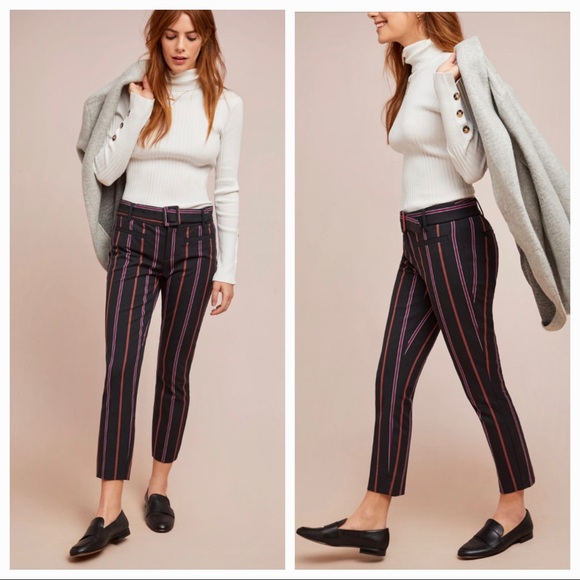 striped slim trousers